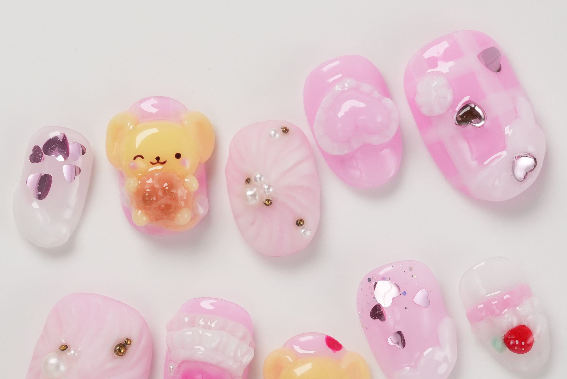 Pokemon Pink Pikachu Jigglypuff Hand-painted Press-on Nails