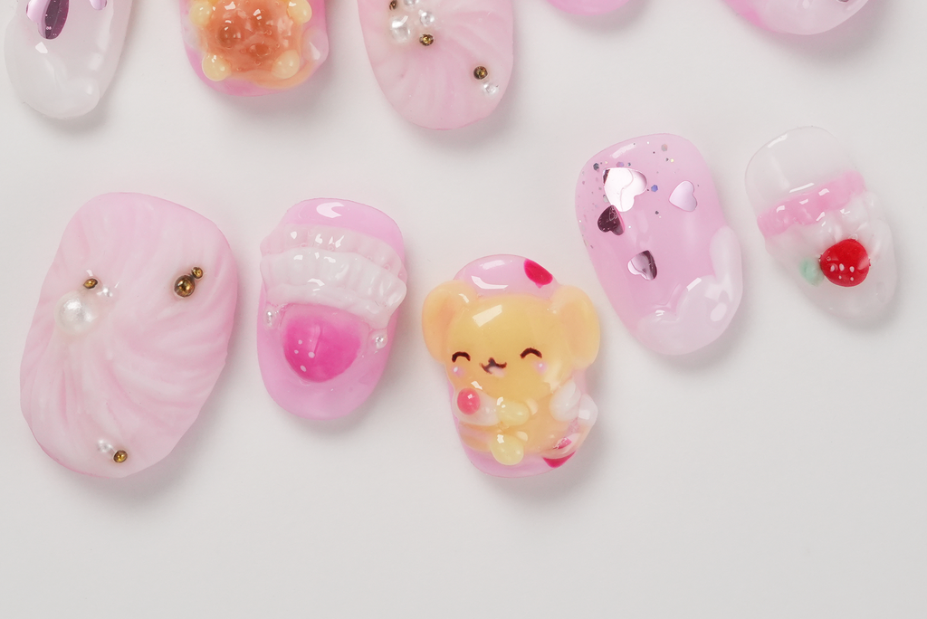 Pokemon Pink Pikachu Jigglypuff Hand-painted Press-on Nails