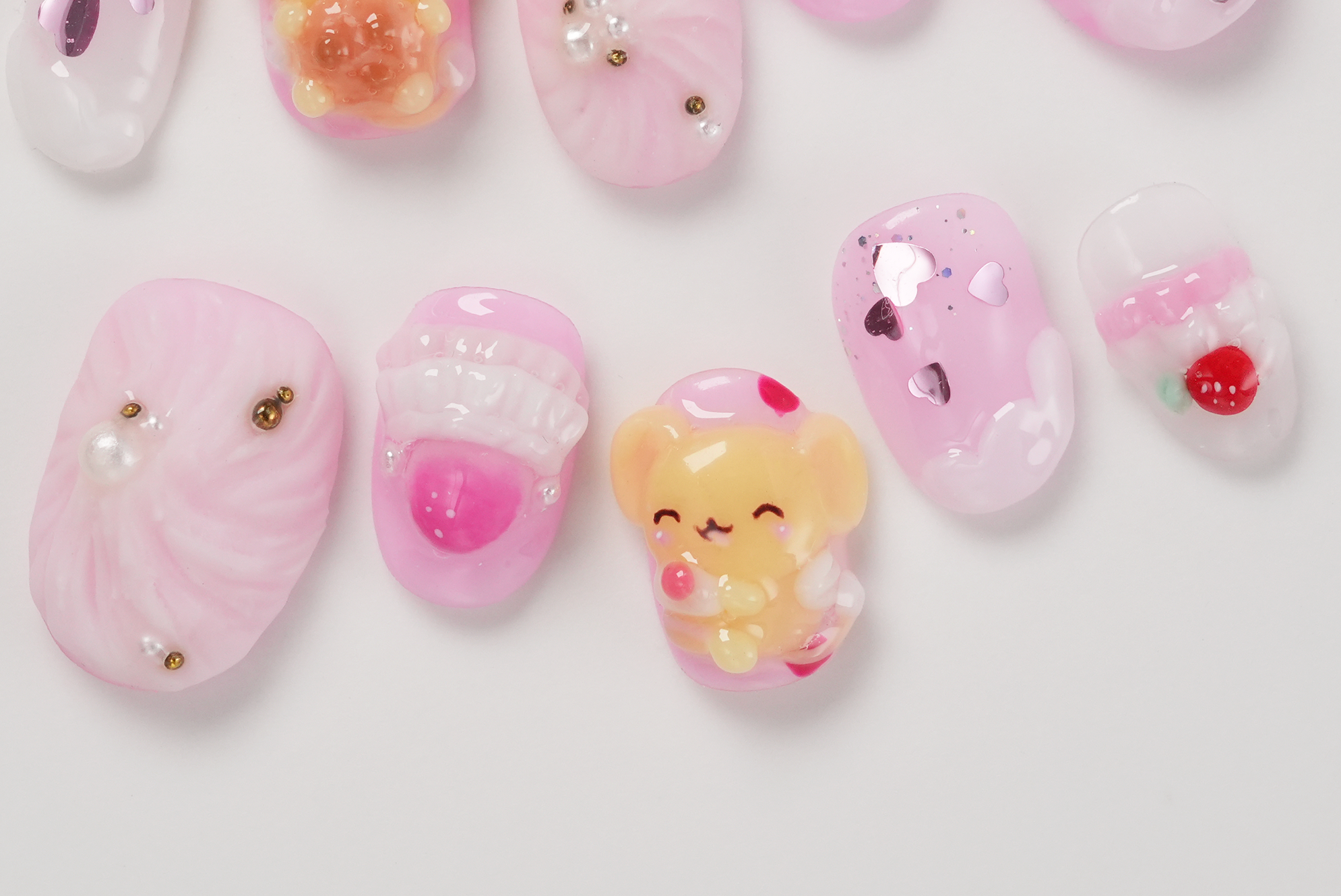 Pokemon Pink Pikachu Jigglypuff Hand-painted Press-on Nails