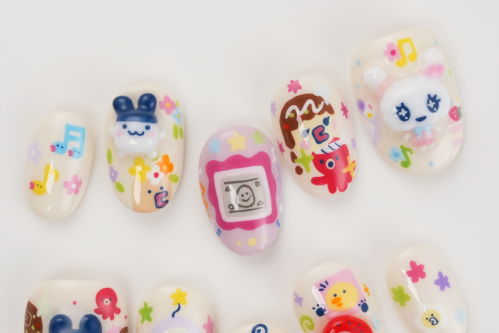 Tamagotchi 3D Hand-painted Press-on Nails