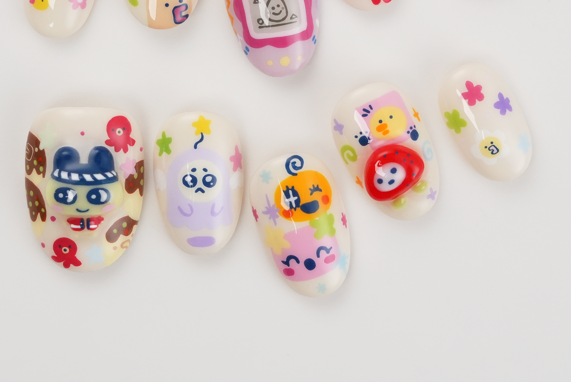 Tamagotchi 3D Hand-painted Press-on Nails