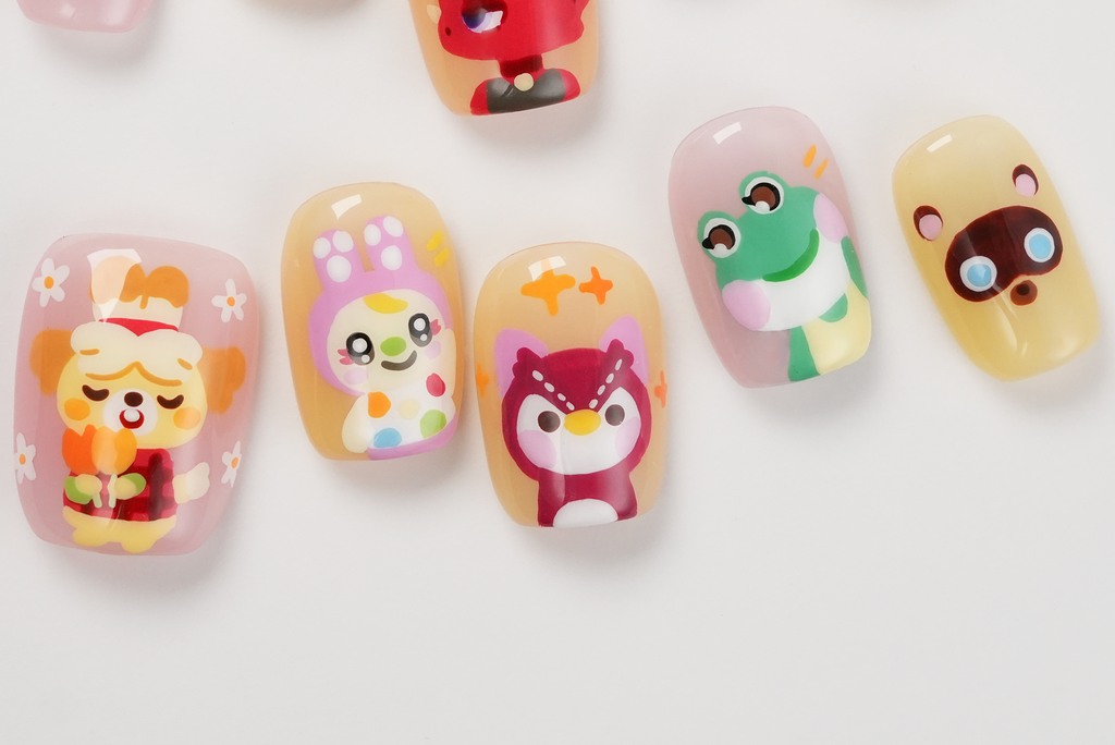 Hand-Painted Game Animal Press-On Nails