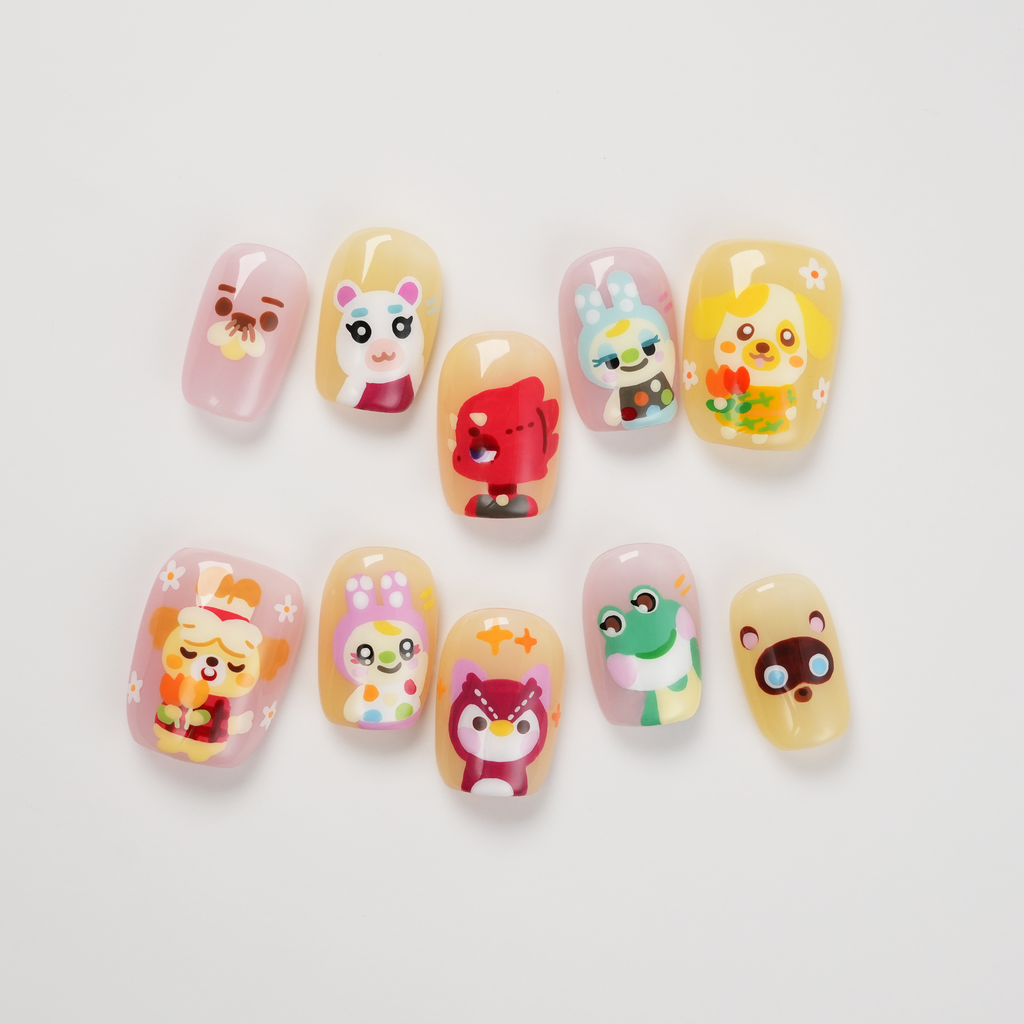 Hand-Painted Game Animal Press-On Nails