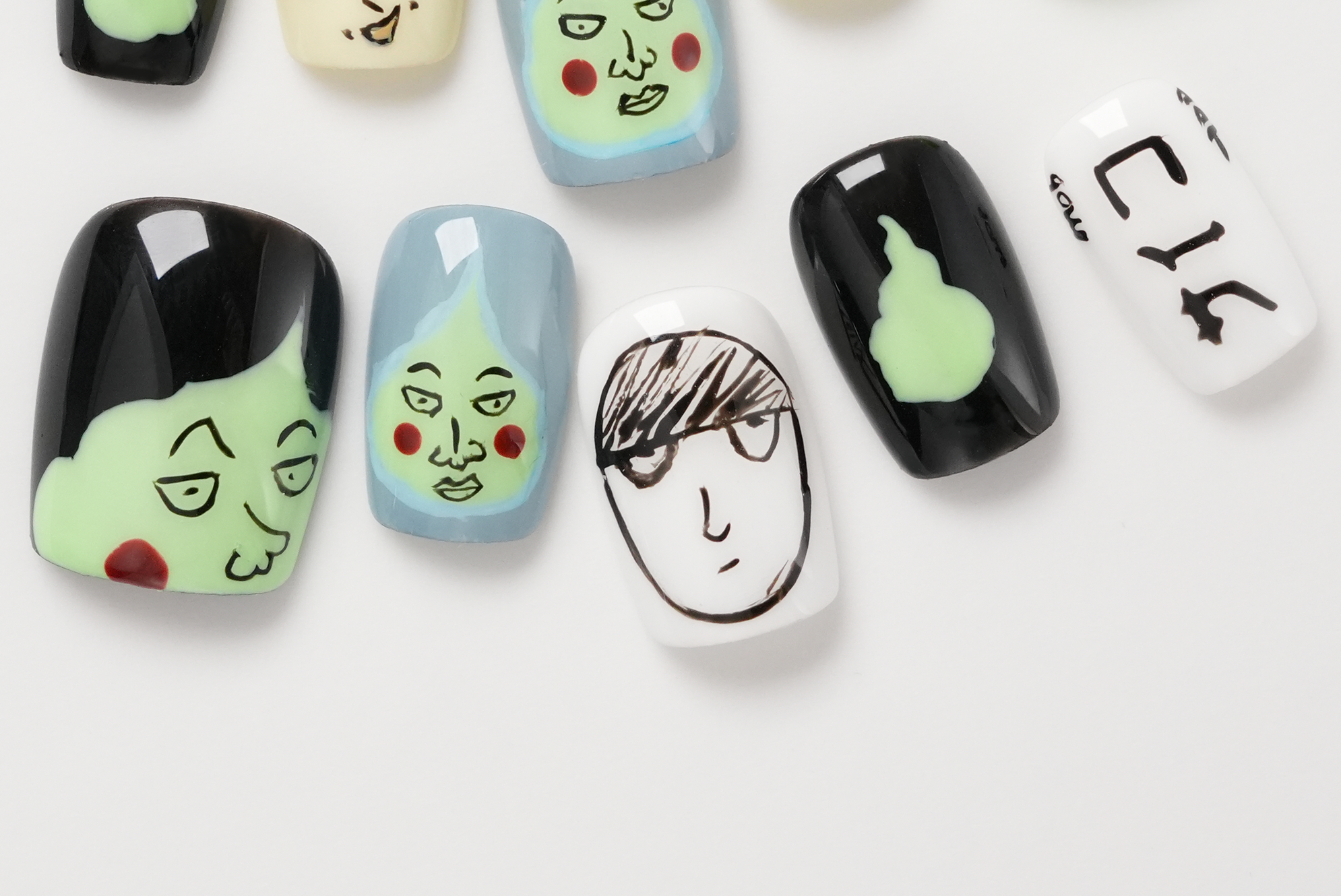 Mob Psycho 100 Short Hand Painted Press-on Nails