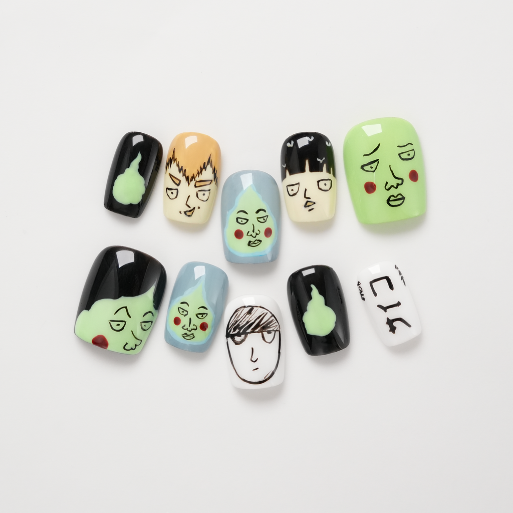 Mob Psycho 100 Short Hand Painted Press-on Nails