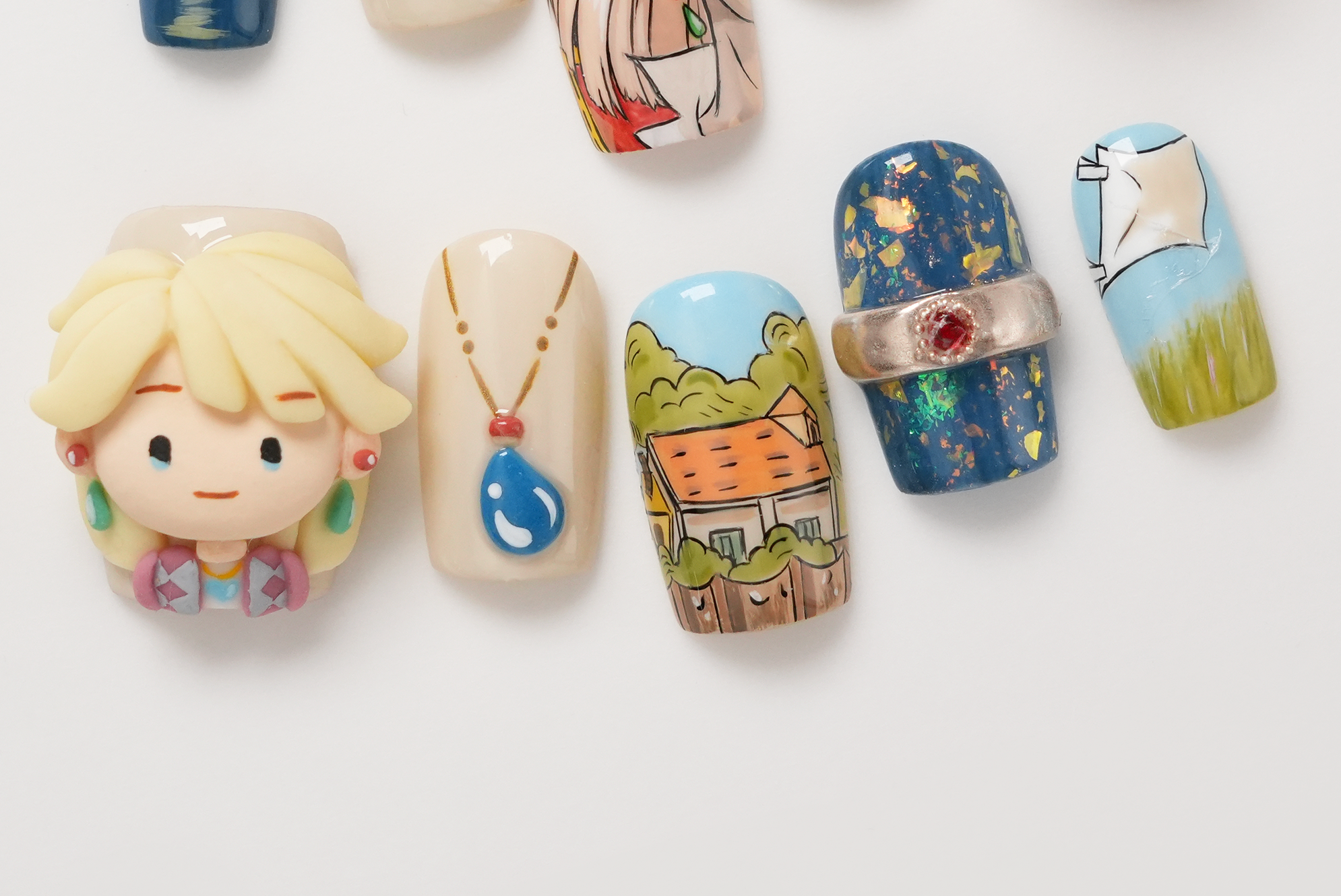 Studio Ghibli-3D Howl’s Moving Castle Calcifer Light-up Handpainted Anime Press-on Nails