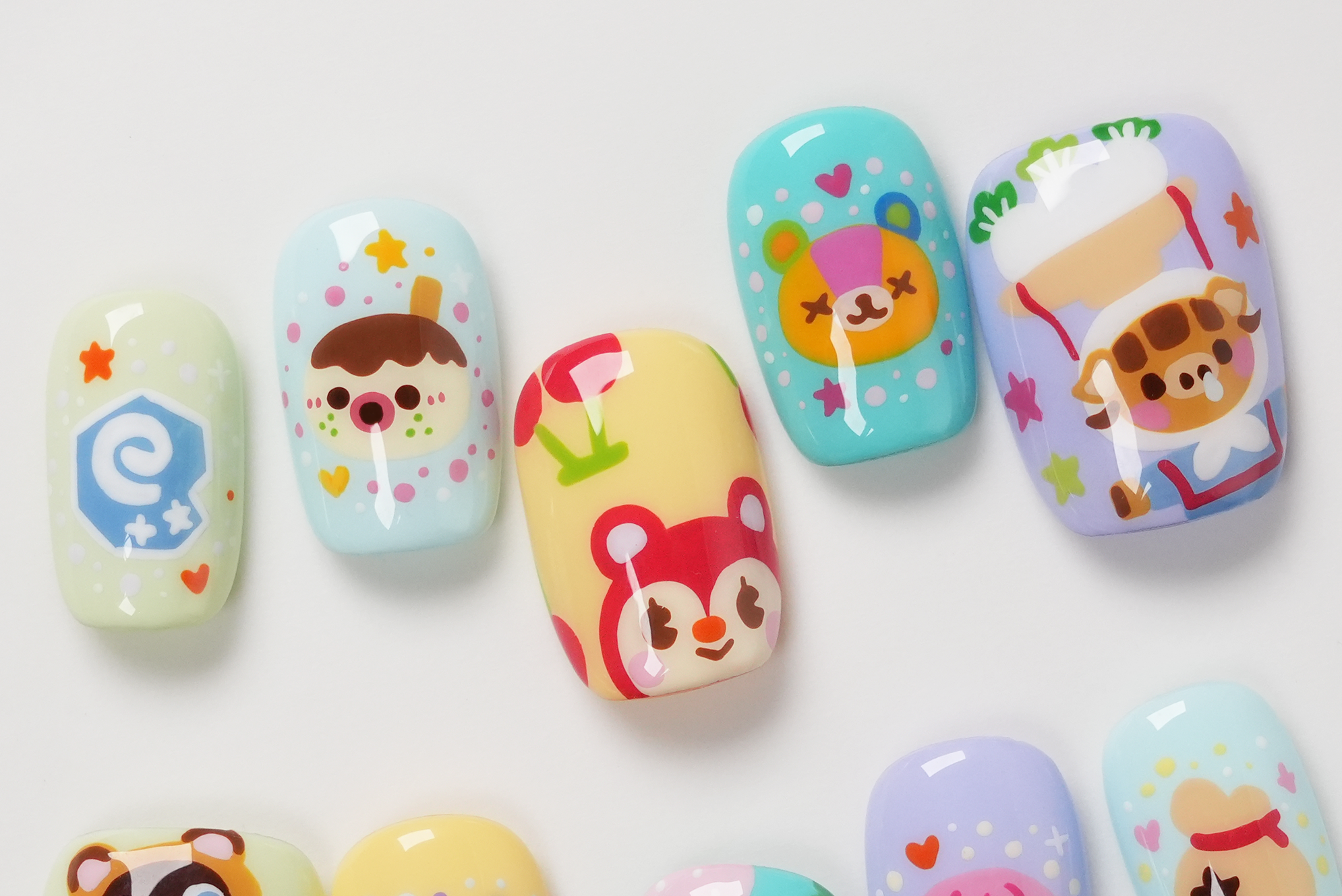 Cute Animal Game Hand-painted Press-on Nails