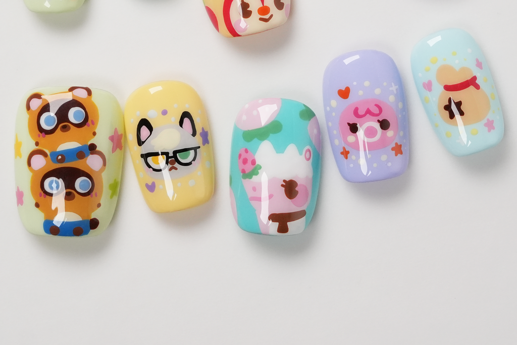 Cute Animal Game Hand-painted Press-on Nails