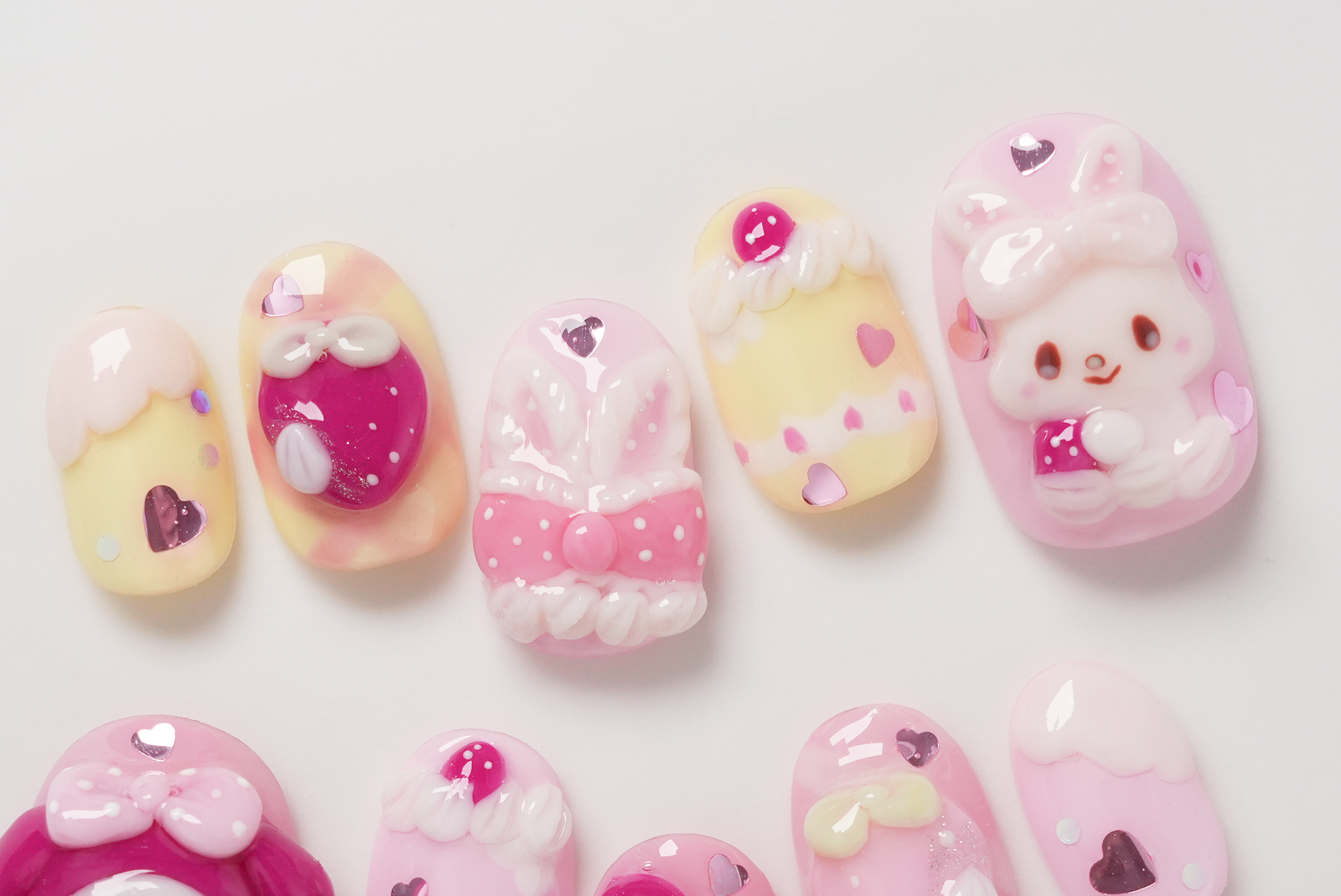 Adorable My Melody and Wish Me Mell Sanrio Characters 3D Hand-painted Press-on Nails