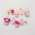 Adorable My Melody and Wish Me Mell Sanrio Characters 3D Hand-painted Press-on Nails