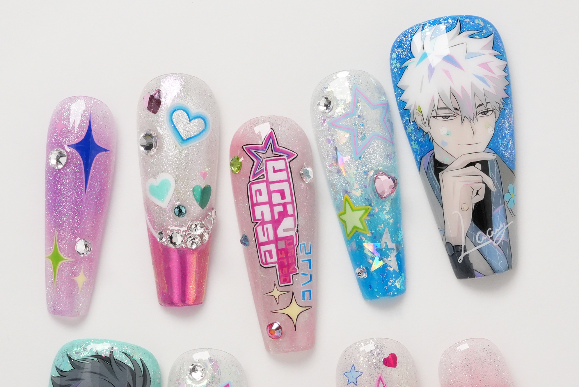 Link Click Cheng Xiaoshi and Lu Guang Hand-painted Press-on Nails