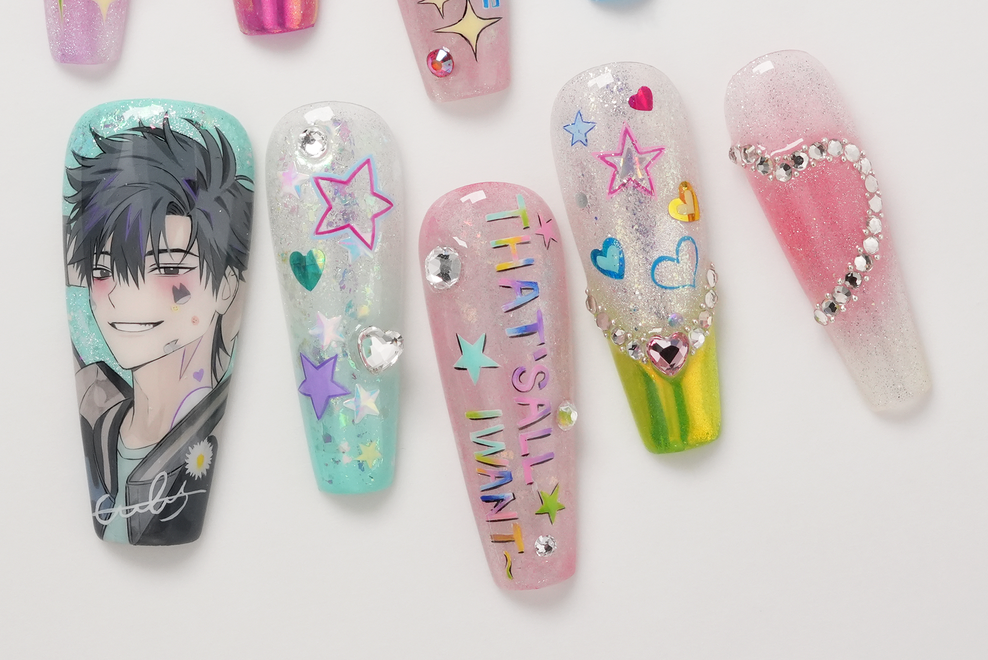 Link Click Cheng Xiaoshi and Lu Guang Hand-painted Press-on Nails
