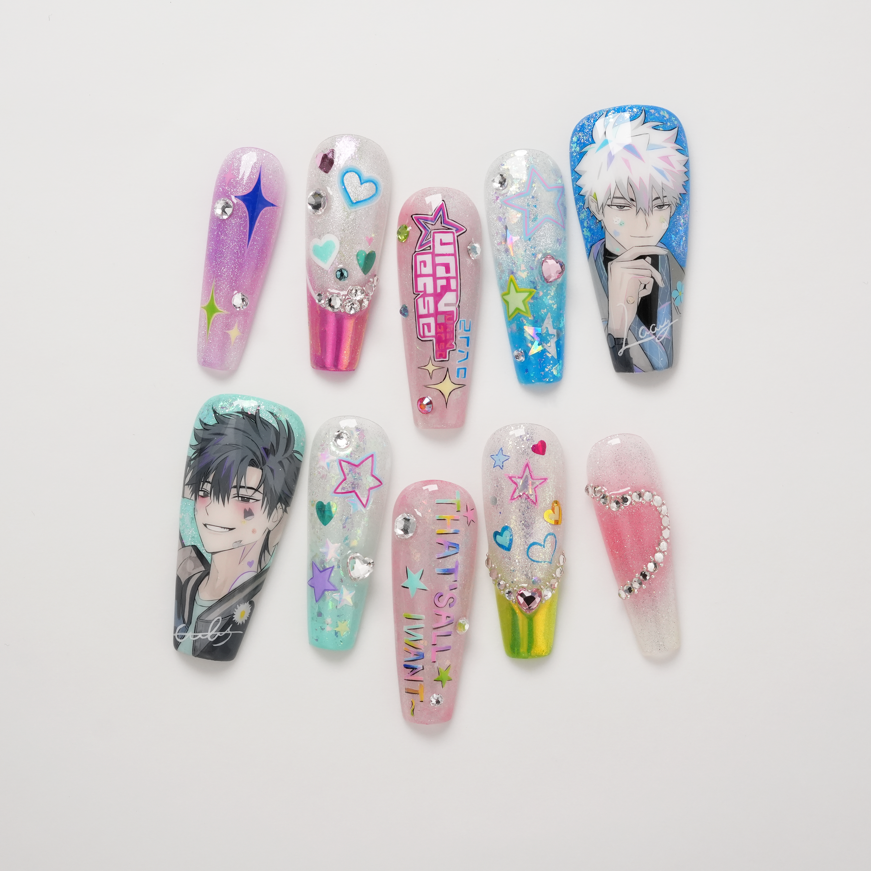Link Click Cheng Xiaoshi and Lu Guang Hand-painted Press-on Nails