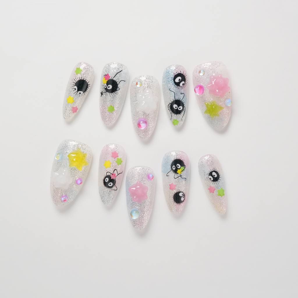 Studio Ghibli Spirited Away Soot Sprites Susuwatari Meal Time Press-on Nails