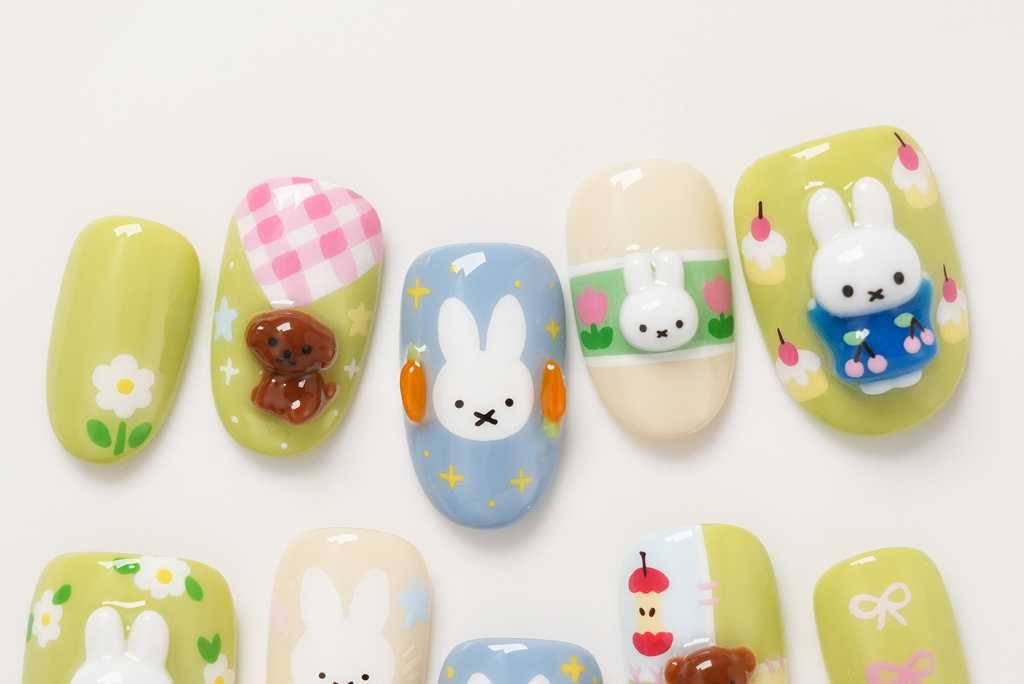 Miffy Picnic Time Hand-painted Press-on Nails