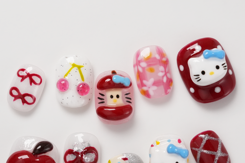 Cute Hello Kitty Apple and Cherry 3D Press-on Nails