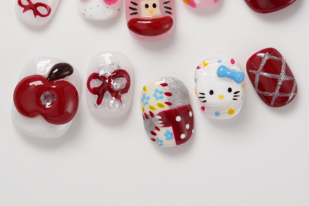 Cute Hello Kitty Apple and Cherry 3D Press-on Nails