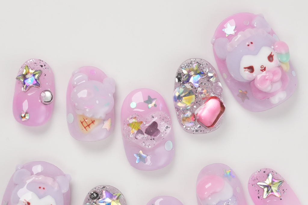 Kuromi Icecream and Gem Press-on Nails