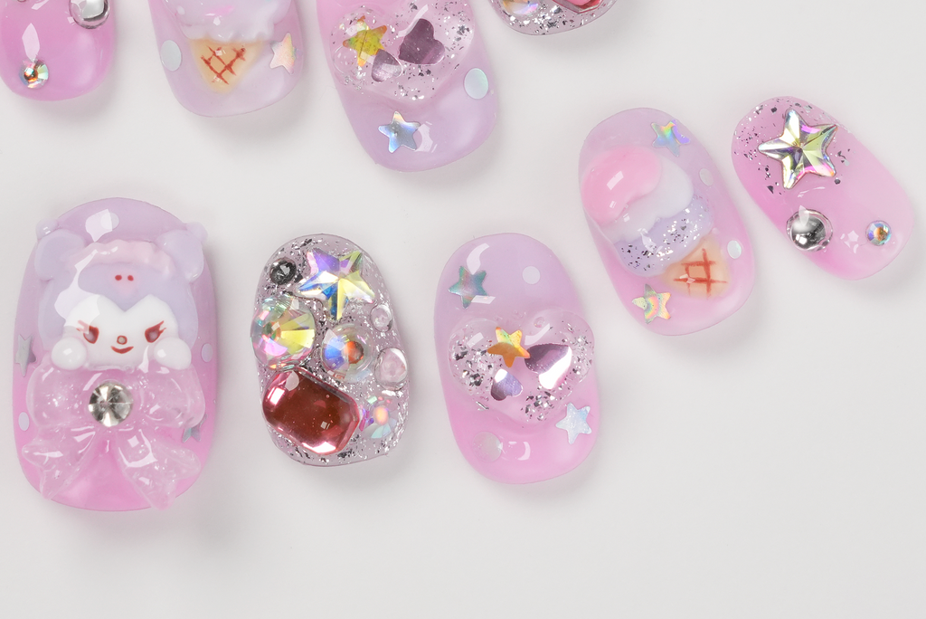 Kuromi Icecream and Gem Press-on Nails