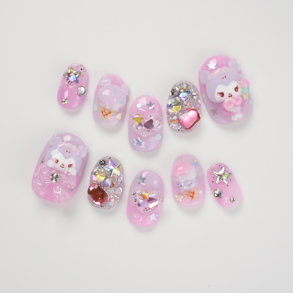 Kuromi Icecream and Gem Press-on Nails