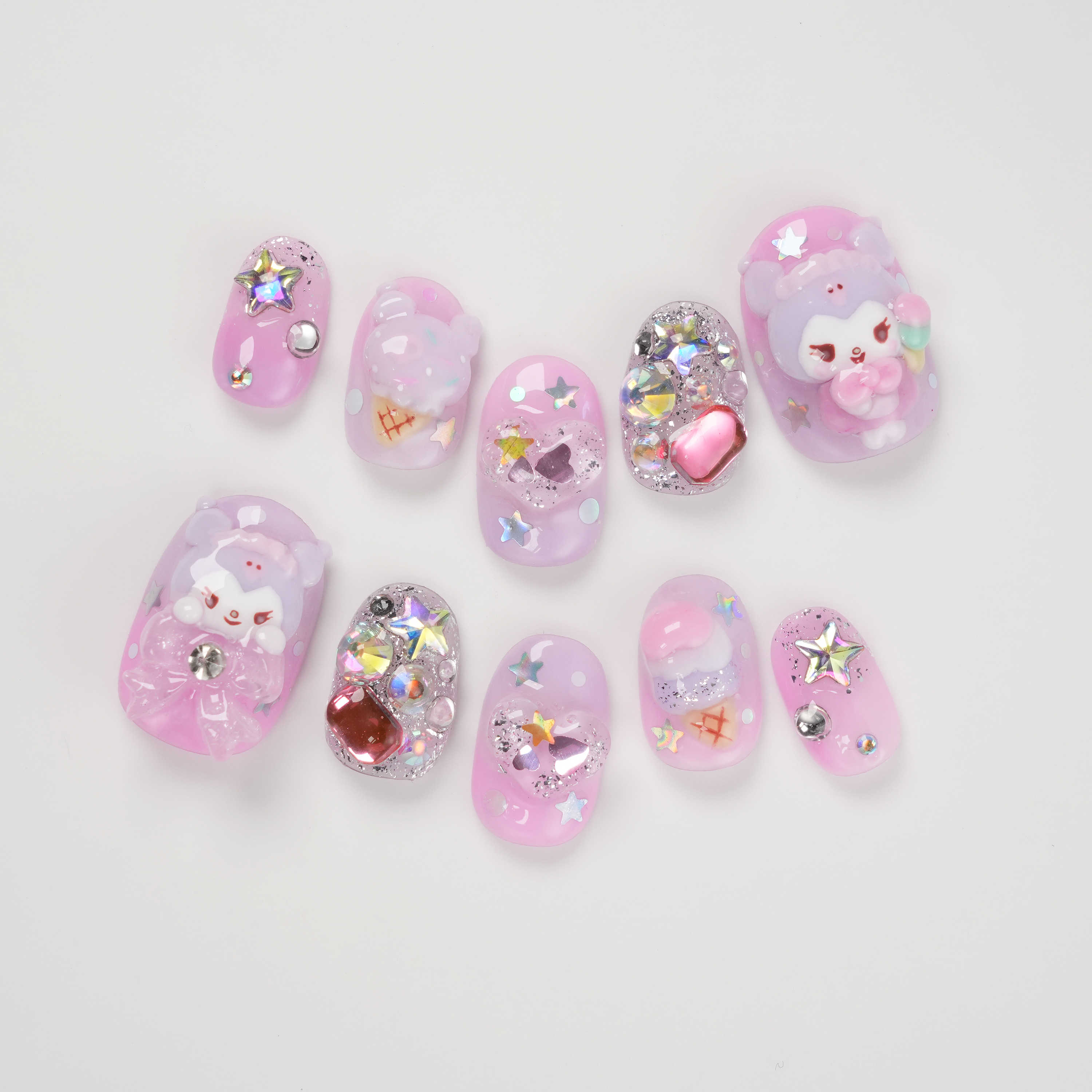 Kuromi Icecream and Gem Press-on Nails