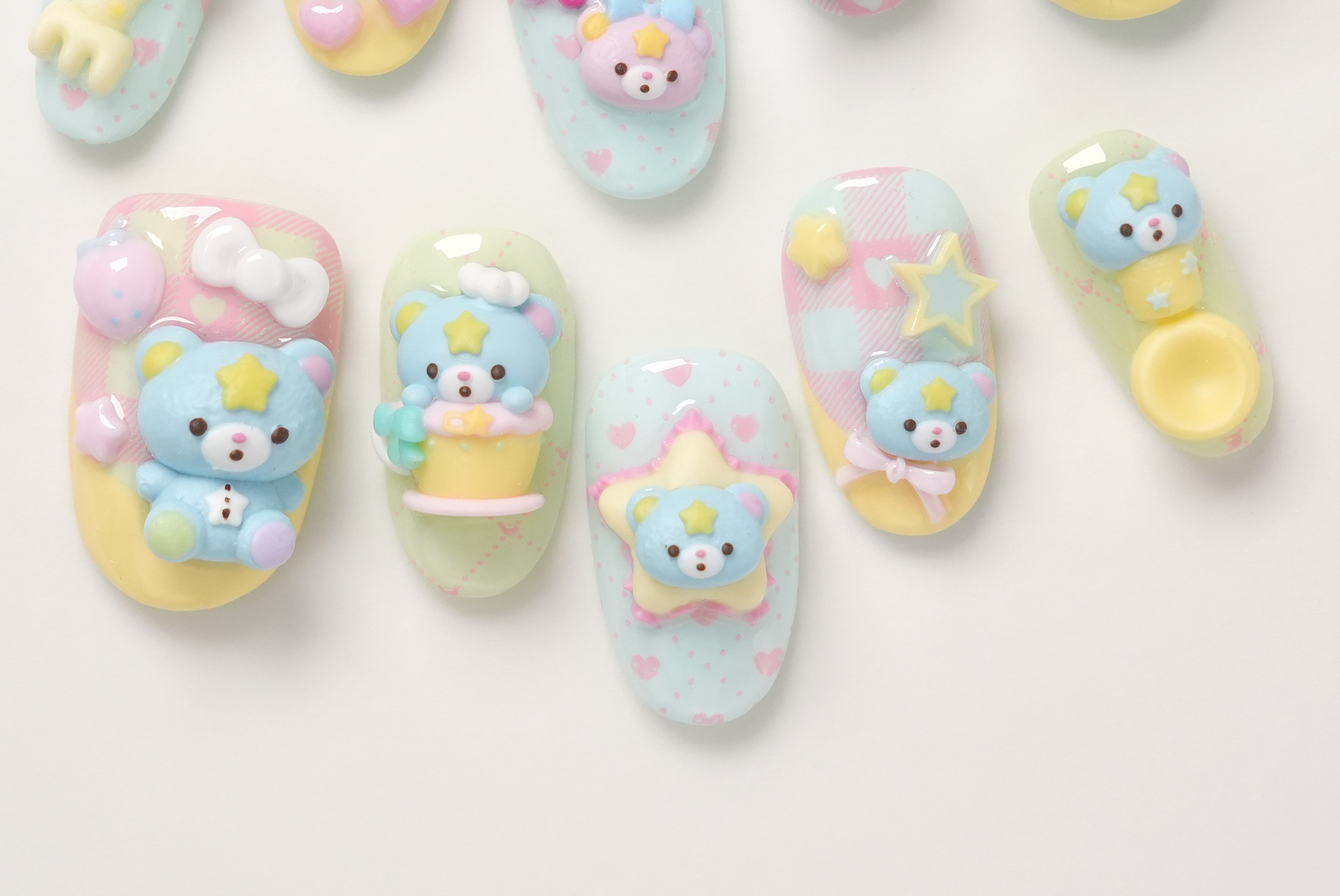 little twin stars bears 3D Hand-painted Press-on Nails