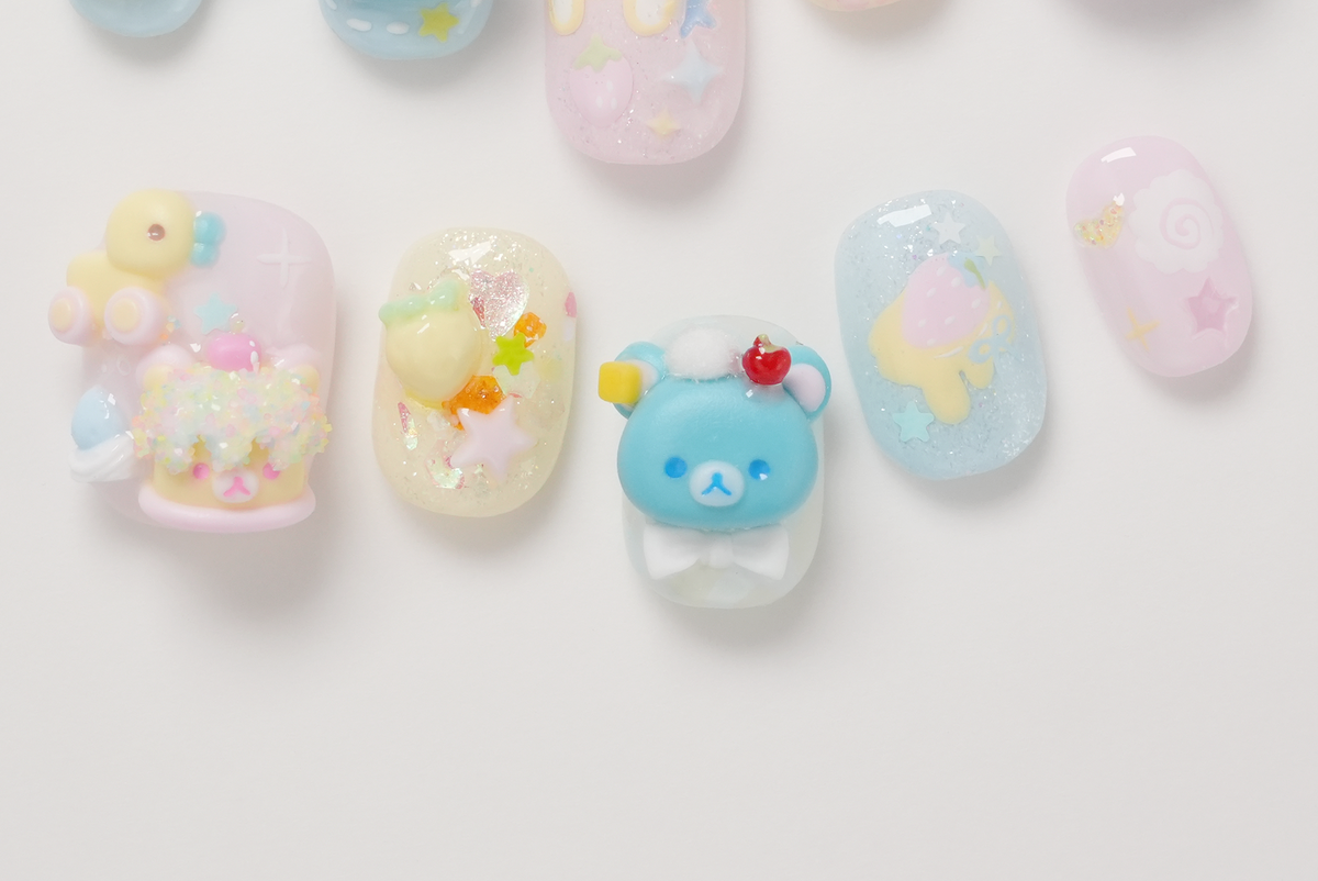 Rilakkuma 3D Hand-painted Press-on Nails