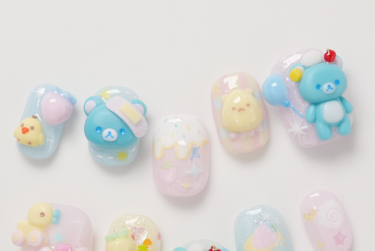 Rilakkuma 3D Hand-painted Press-on Nails