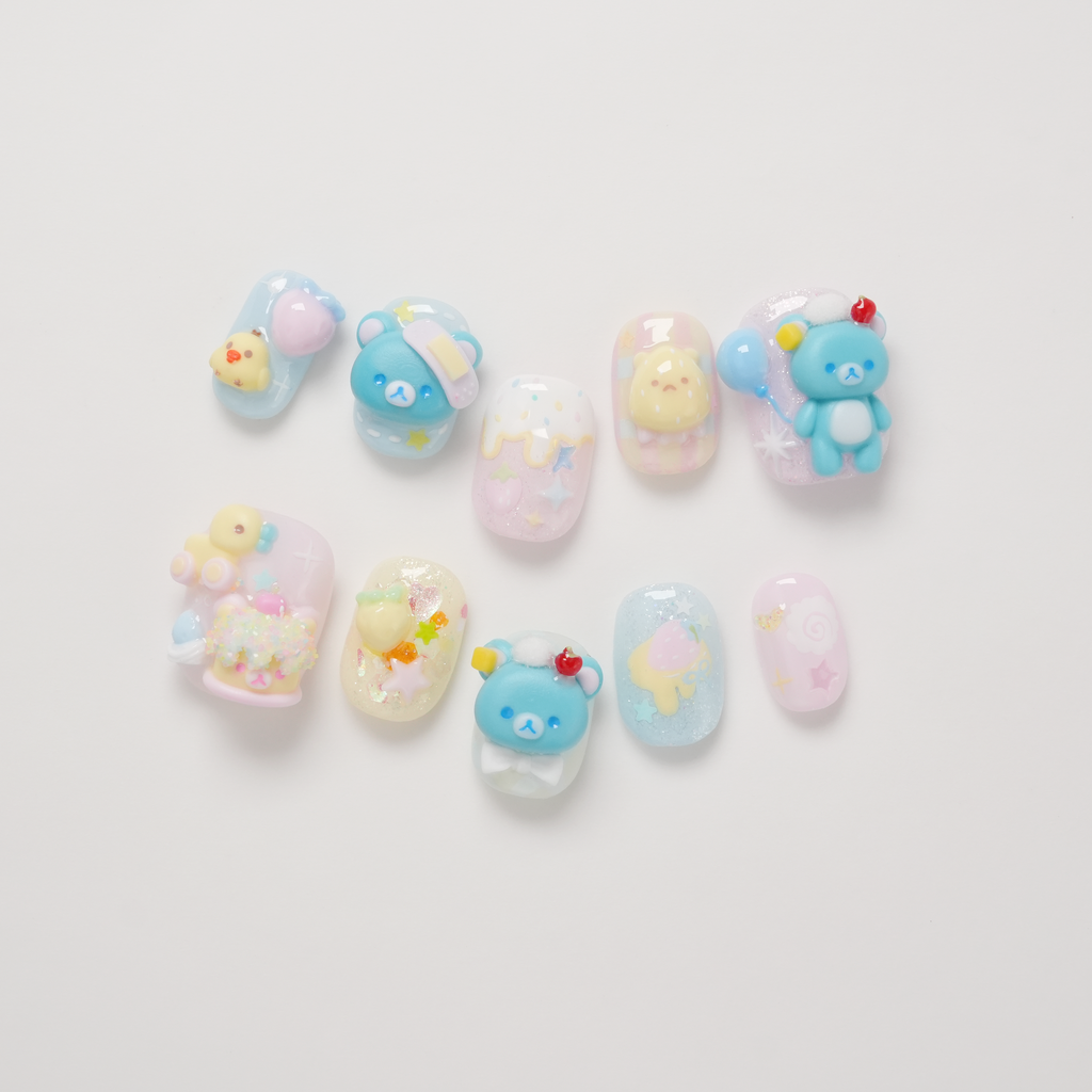 Rilakkuma 3D Hand-painted Press-on Nails