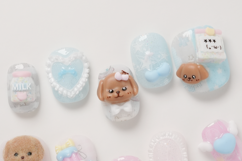Calico Critter Toy Poodle 3D Press-on Nails