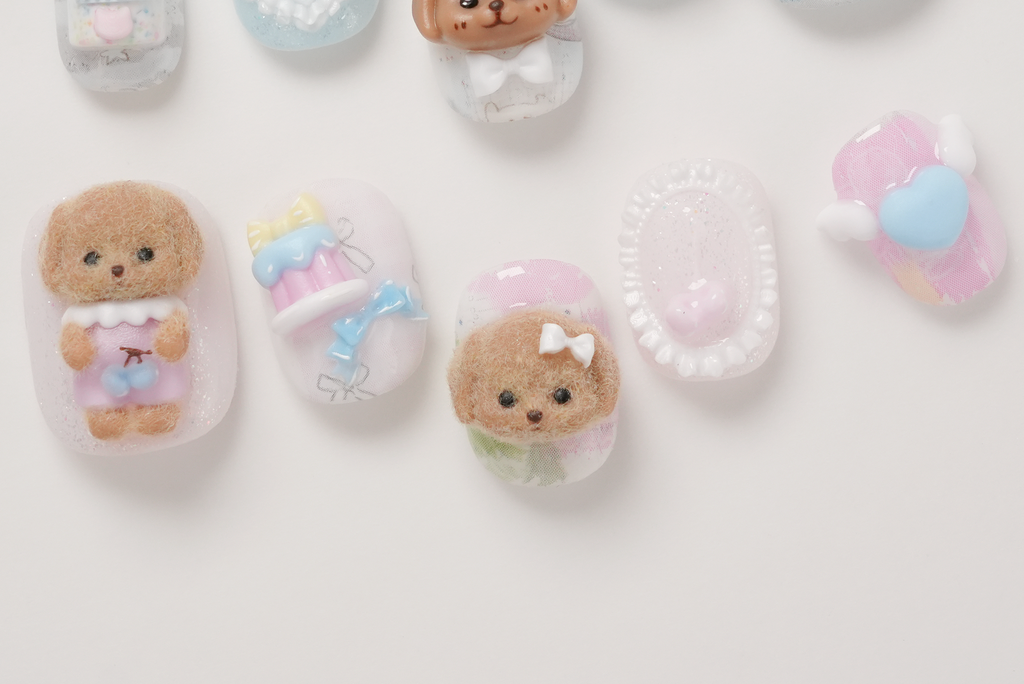 Calico Critter Toy Poodle 3D Press-on Nails