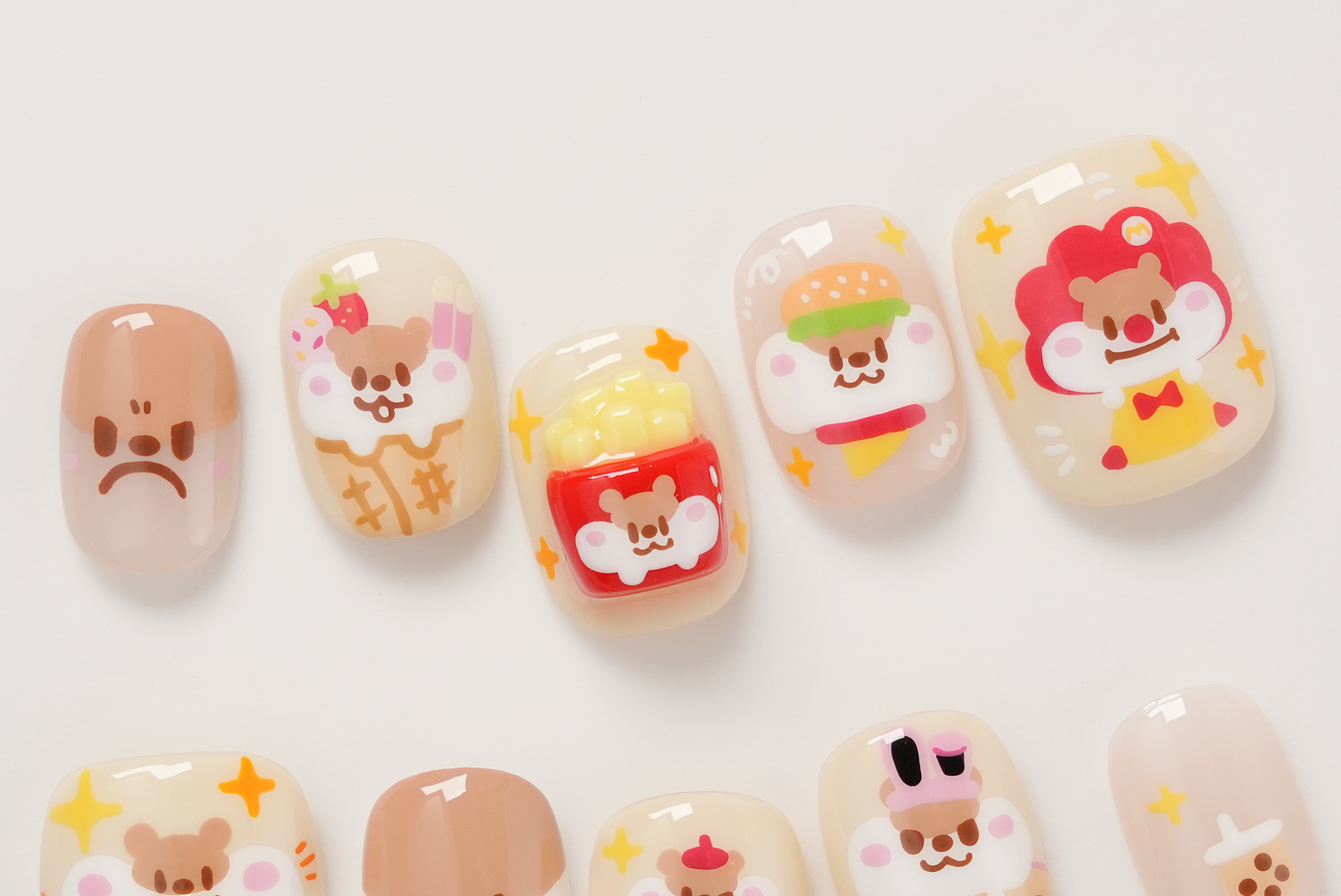 Milk Tea Mouse Hand-painted Press-on Nails
