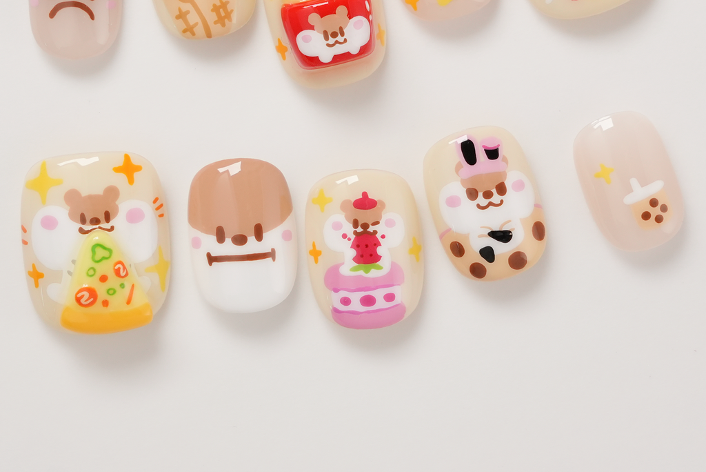 Milk Tea Mouse Hand-painted Press-on Nails