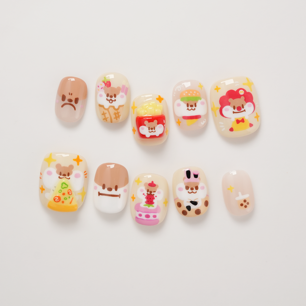Milk Tea Mouse Hand-painted Press-on Nails