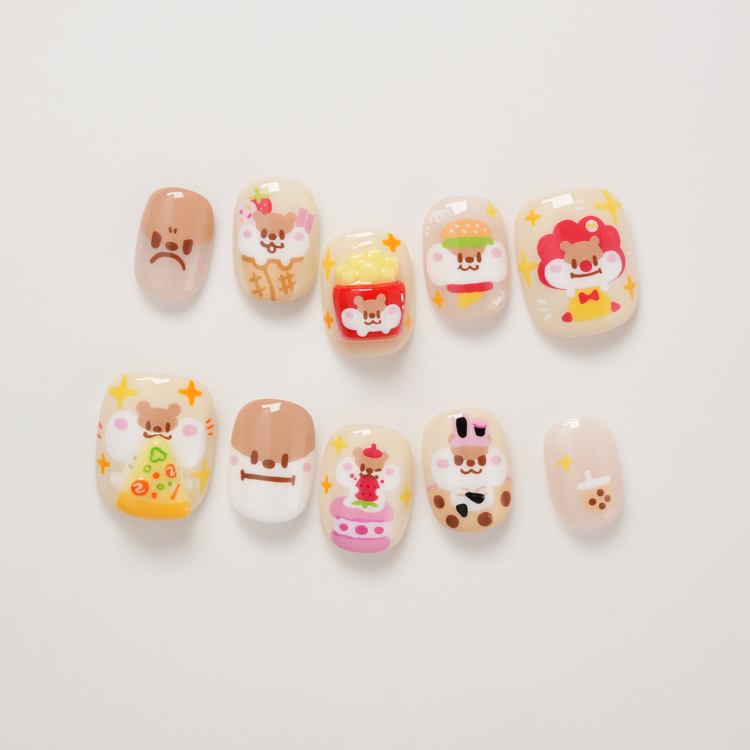 Milk Tea Mouse Hand-painted Press-on Nails