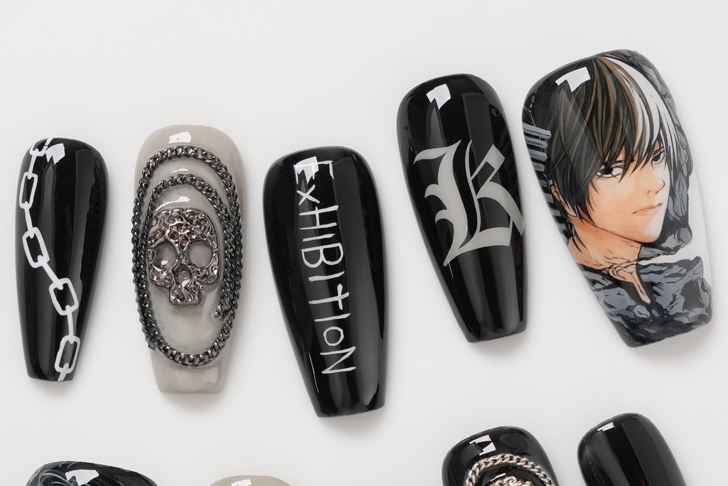 Death Note Light and L Highly Detailed Hand-painted Press-on Nails