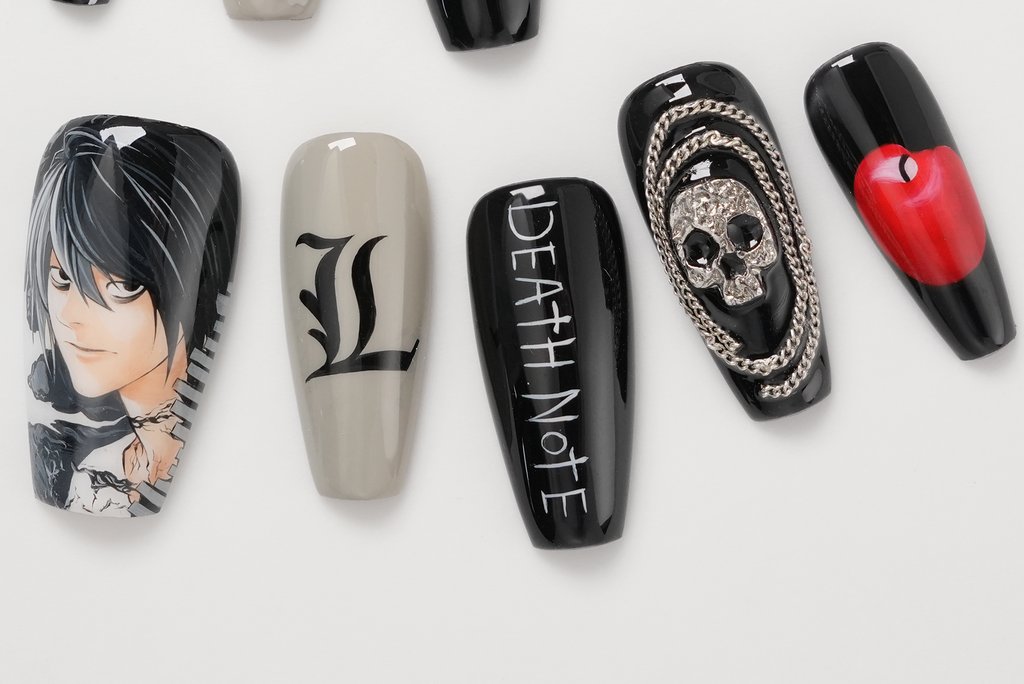 Death Note Light and L Highly Detailed Hand-painted Press-on Nails