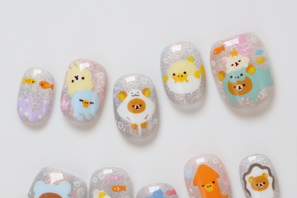 Rilakkuma in Ocean 3D Press-on Nails