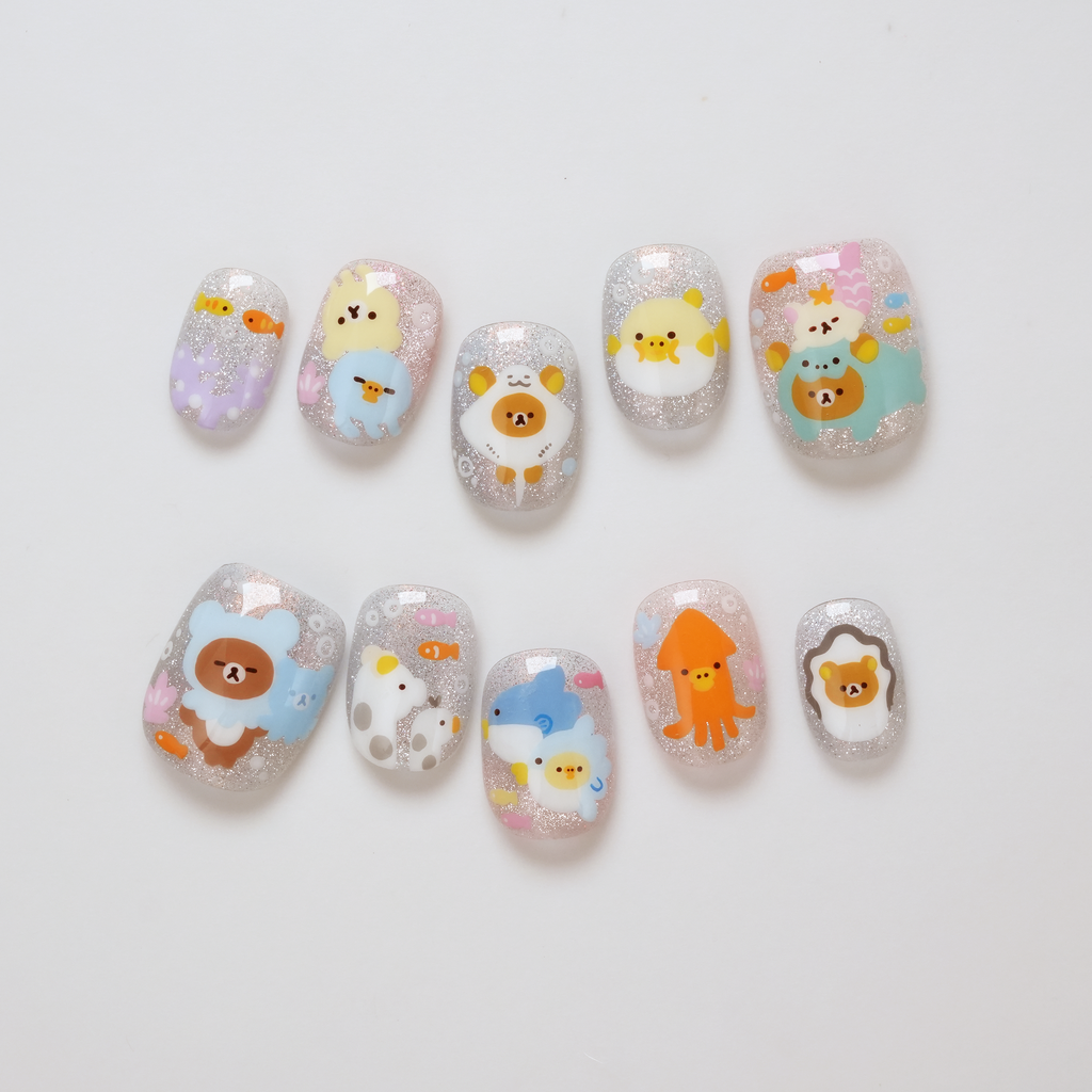 Rilakkuma in Ocean 3D Press-on Nails