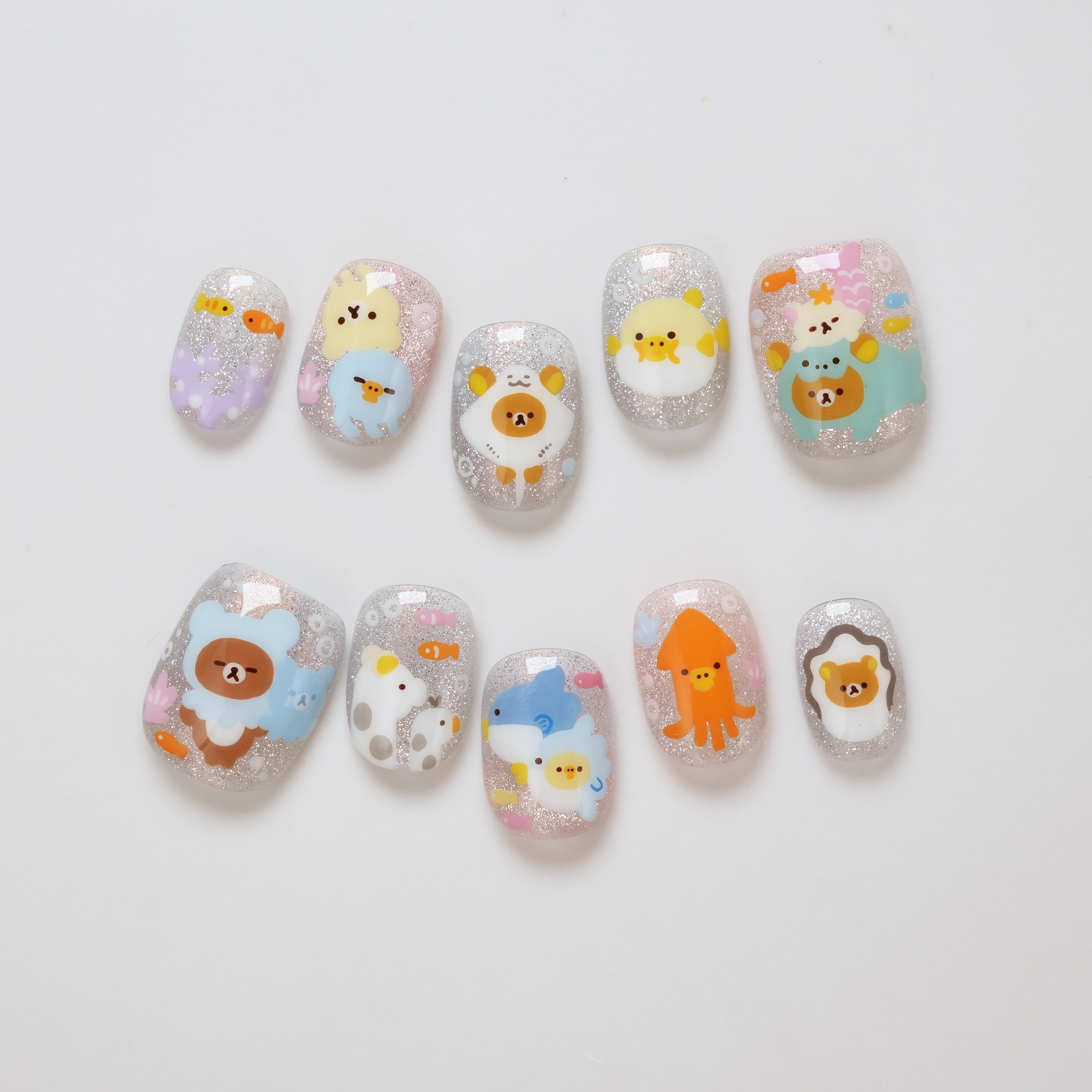 Rilakkuma in Ocean 3D Press-on Nails