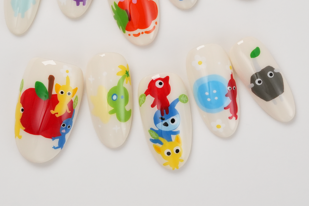 Pikmin Hand-painted Press-on Nails