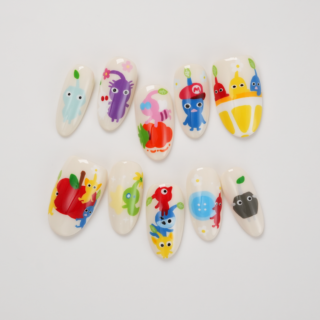 Pikmin Hand-painted Press-on Nails