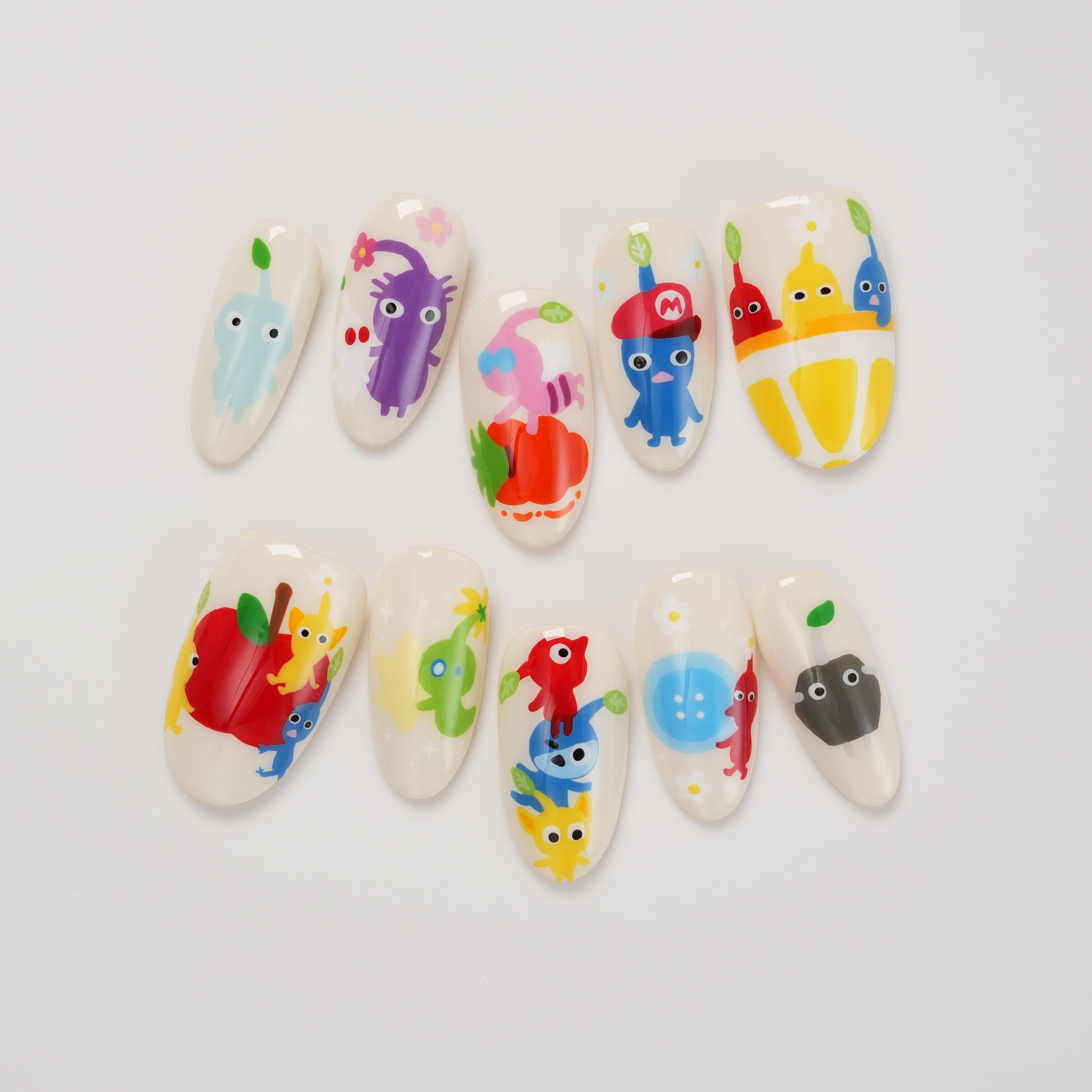Pikmin Hand-painted Press-on Nails