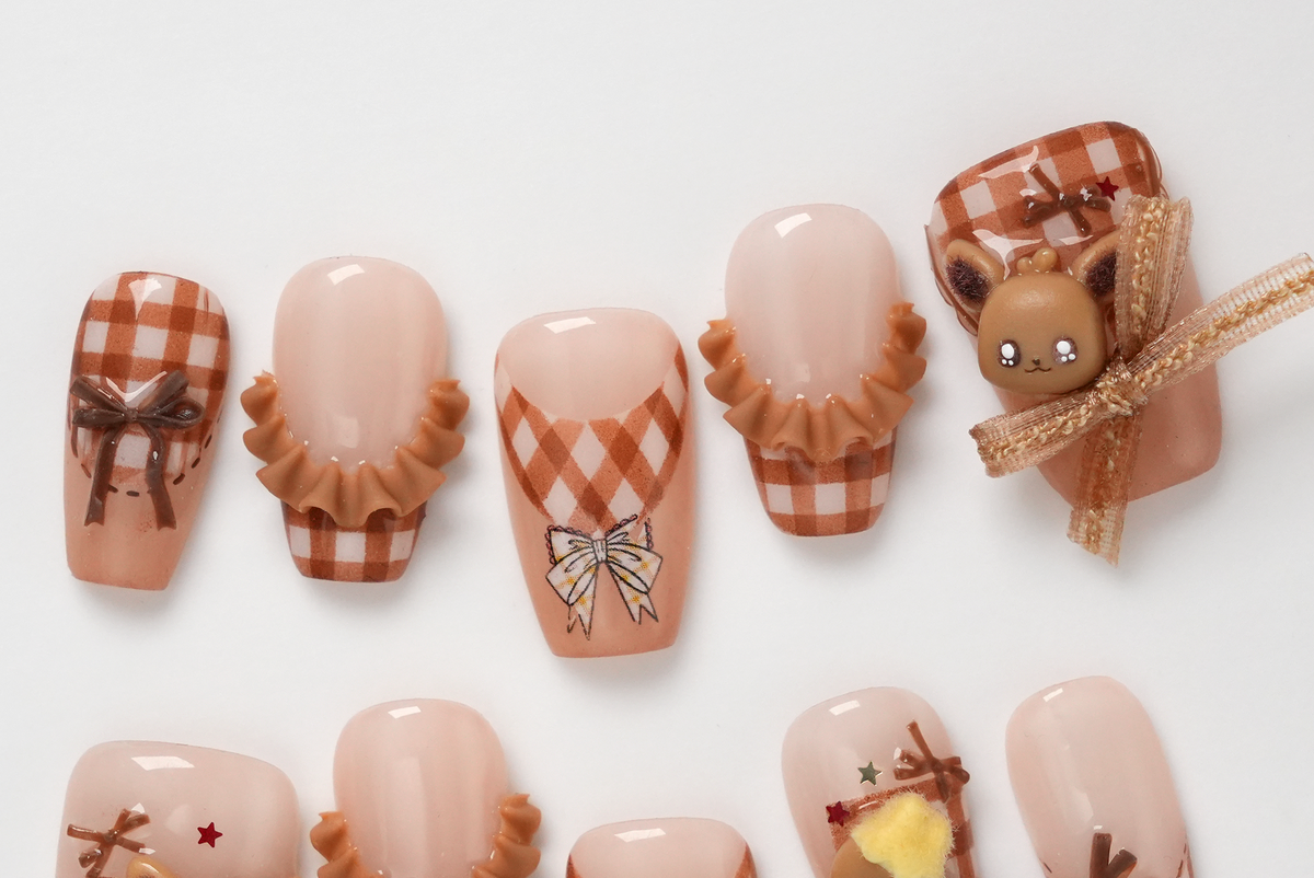 Pokemon Eevee 3D Hand-painted Press-on Nails
