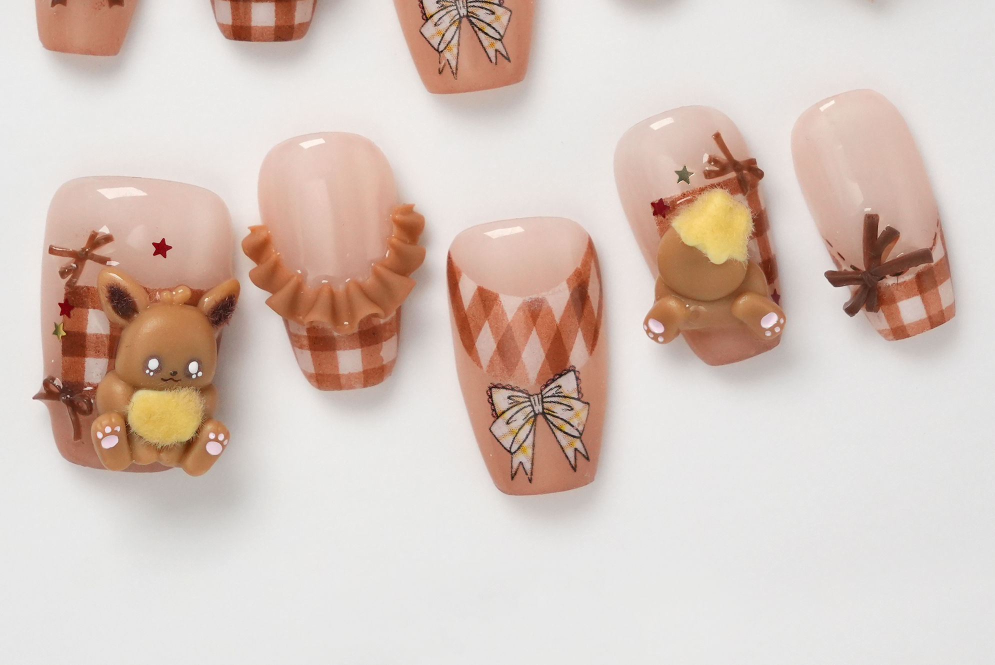 Pokemon Eevee 3D Hand-painted Press-on Nails
