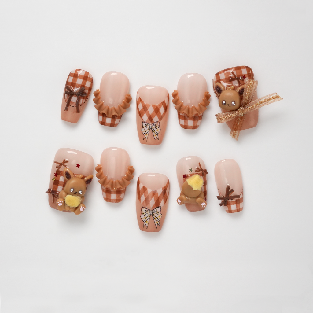 Pokemon Eevee 3D Hand-painted Press-on Nails