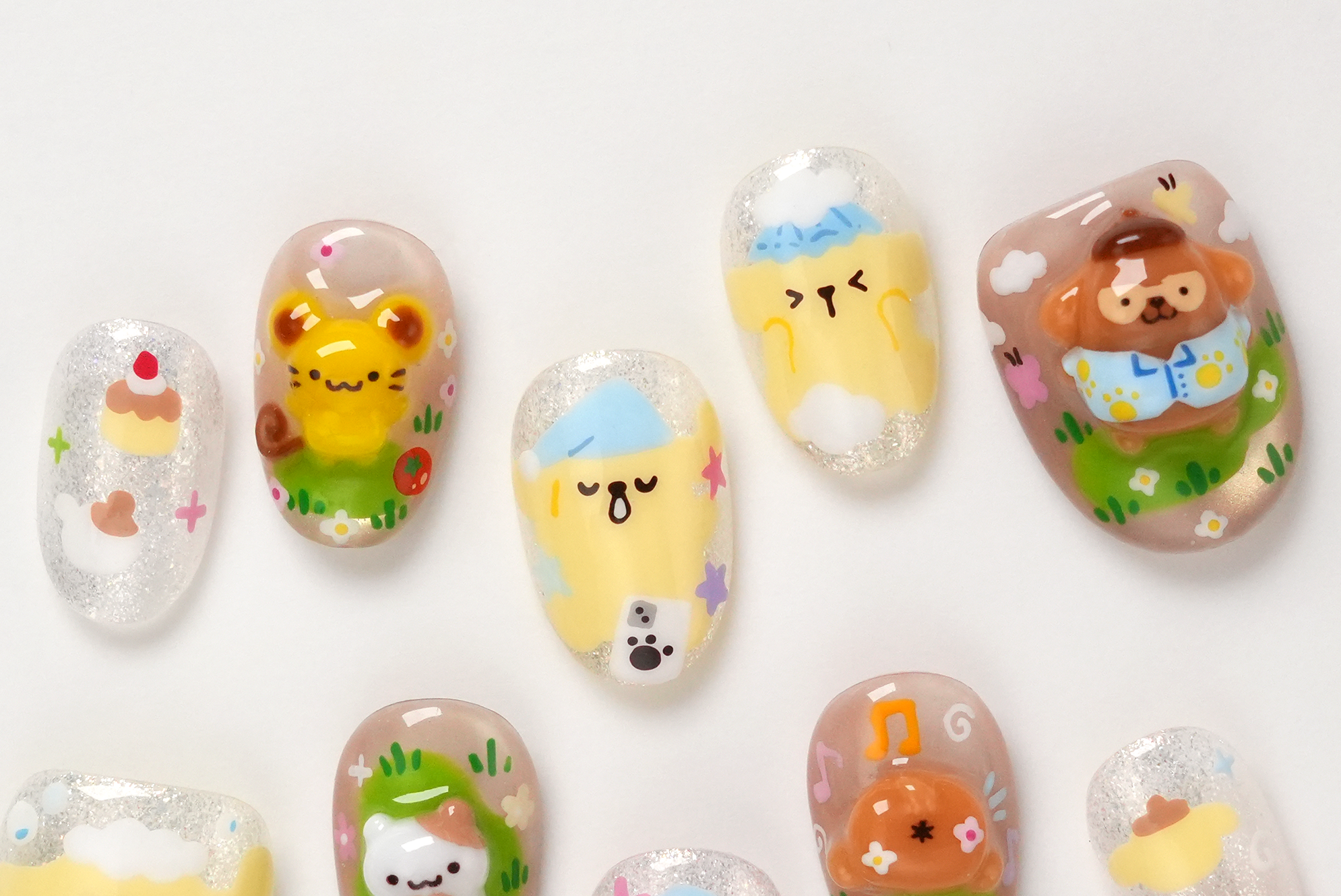 Pompompurin Hand-painted Press-on Nails