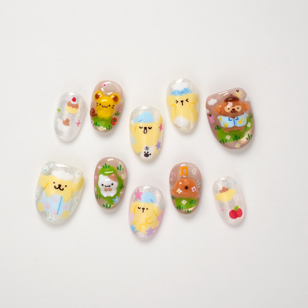 Pompompurin Hand-painted Press-on Nails