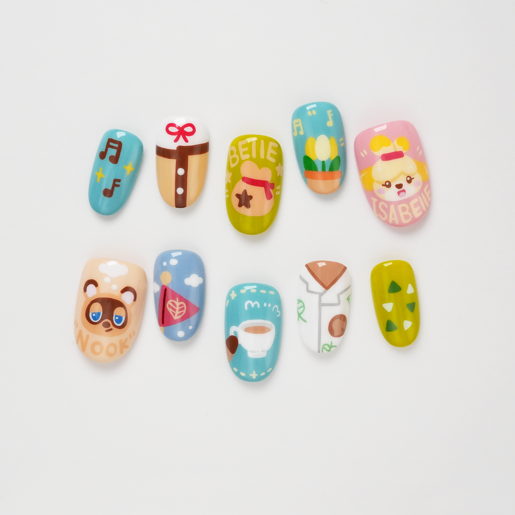Cute Animal Game Hand-painted Press-on Nails