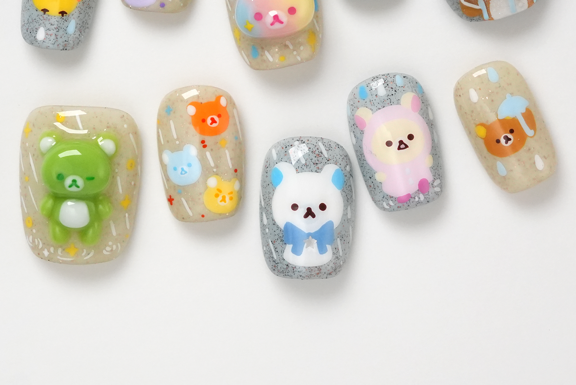 Rilakkuma in Rain 3D Press-on Nails